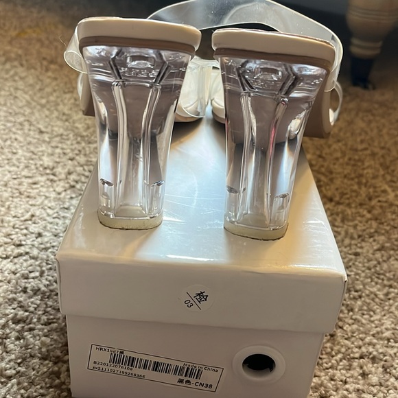 Nude clear chunky heel sandals - Picture 4 of 6